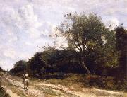Jean Baptiste Camille  Corot Horseman on the road France oil painting artist